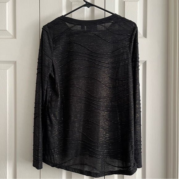 Vera Wang Black Long Sleeve Top - Picture 2 of 5